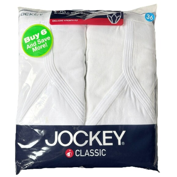 Jockey Other - Jockey Mens Classic Full Rise Briefs Size 36 100% Cotton Y-Front Fly 6-pack Vtg